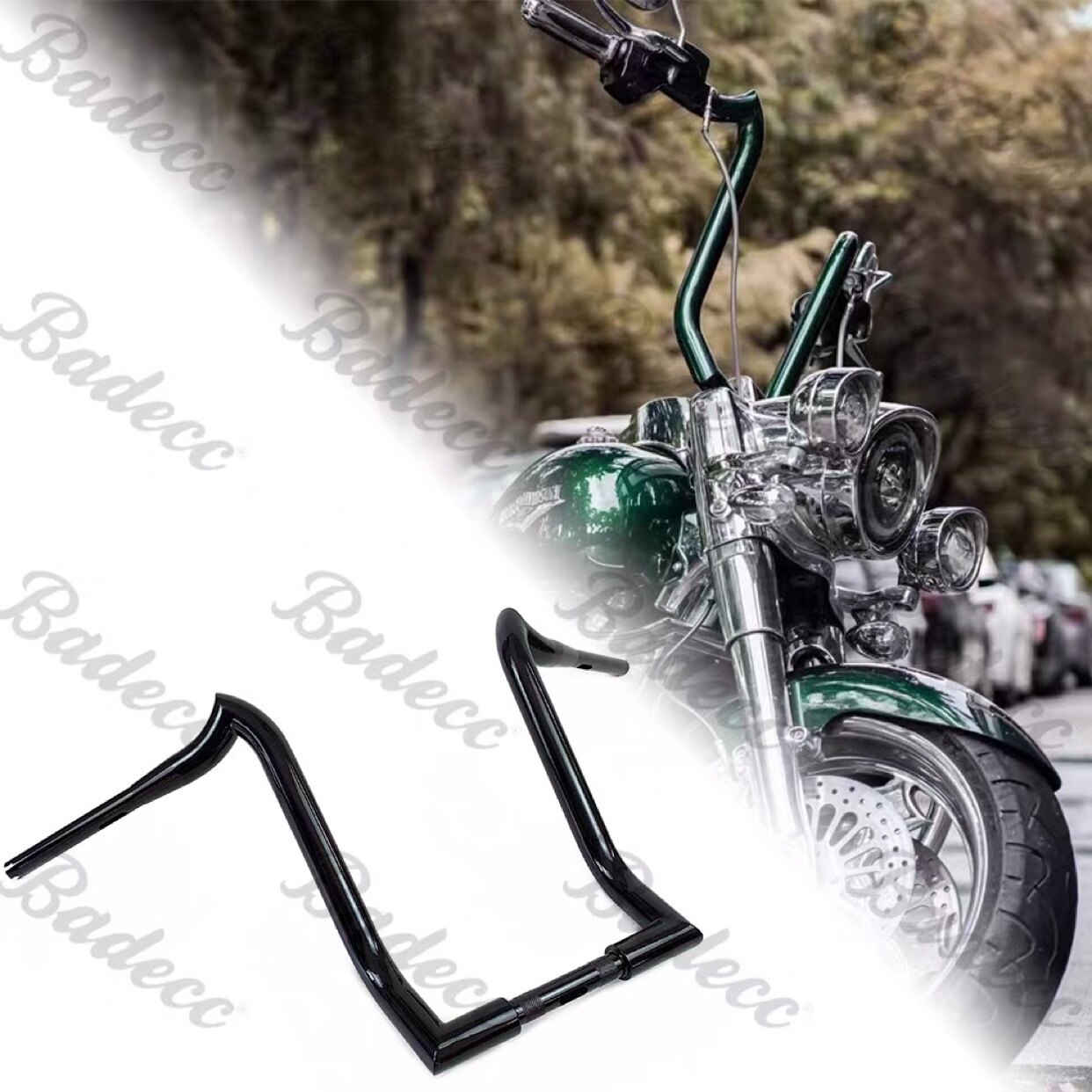 哈雷改装1.5英寸定制山羊角车把适用883戴纳软尾街霸肥仔威路德