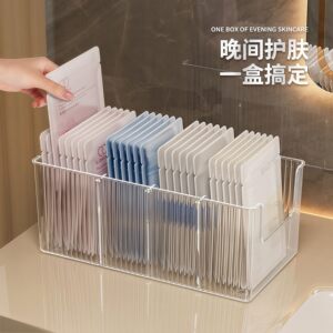 面膜收纳盒亚克力梳妆台透明分格盒桌面化妆品大容量护肤品置物架