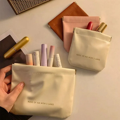 收纳袋收纳包包口红化妆品分类袋便携式弹片眼镜袋自动闭合束口袋