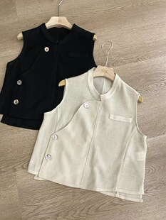 D69138新中式气质立领无袖马甲女设计感单排扣开衫外套透气上衣潮