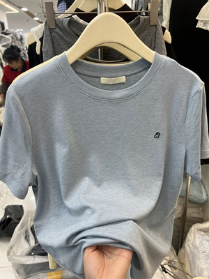 韩国小羊刺绣天丝羊毛短袖T恤2026春夏新款百搭洋气显瘦上衣8214