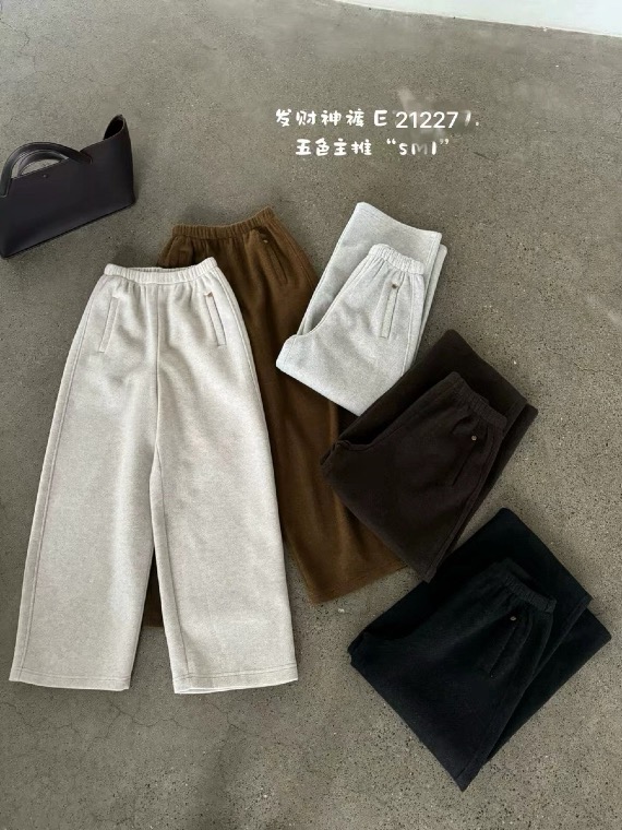 卡蔓正品韩标21227冬季松紧腰宽松抓绒毛呢哈伦裤奶奶裤休闲裤女