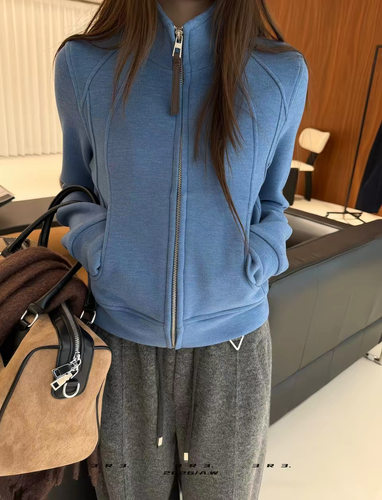 3R3立领羊绒开衫卫衣外套女2026秋冬新款时尚百搭休闲上衣潮81113
