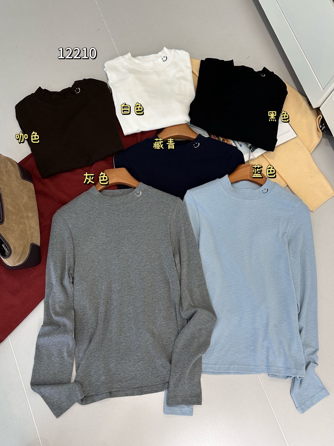 ONE12210立领长袖T恤女冬韩版显瘦弹力百搭叠穿内搭打底衫上衣ins