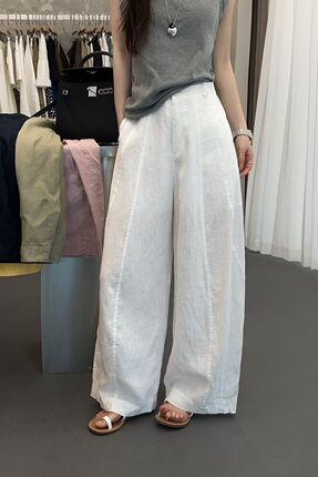 韩国Sommy韩版高腰亚麻休闲裤女2026新款百搭显瘦垂感直筒裤长裤