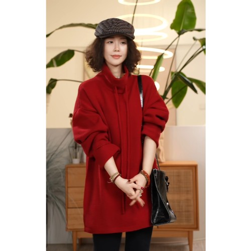 美丽诺羊毛上衣简约立领抽