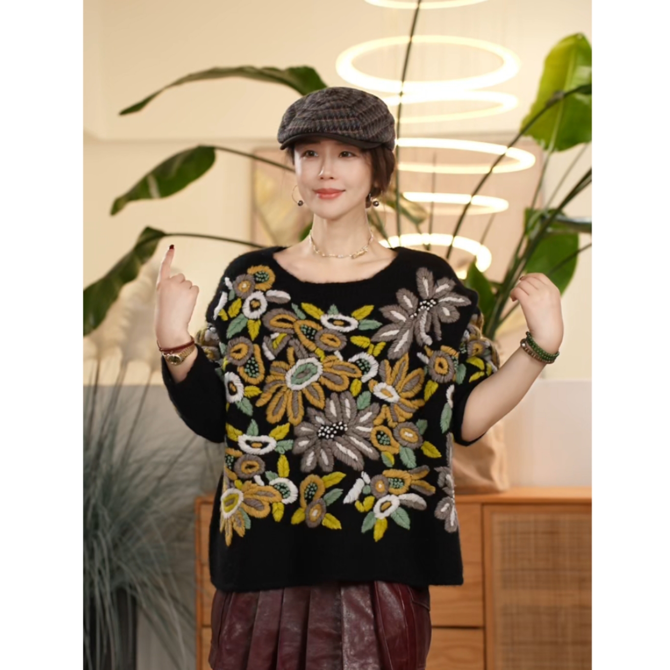刺绣高级感毛衣女百搭慵懒上衣