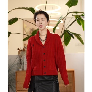 X【叭哒不惑】鸿运当头 绵羊毛纯色针织衫百搭款气质上衣外套
