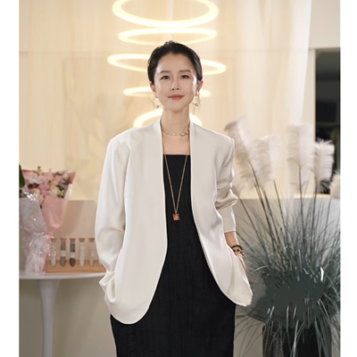 X【叭哒不惑】百合 桑蚕丝纯色百搭宽松极简风格西装外套