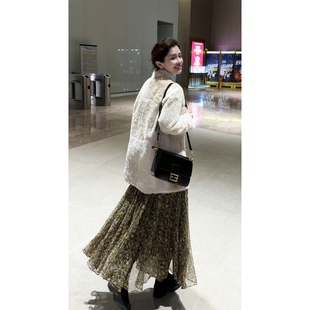 Y【叭哒不惑】森野花 真丝小碎花气质半身裙女宽松百搭优雅裙子