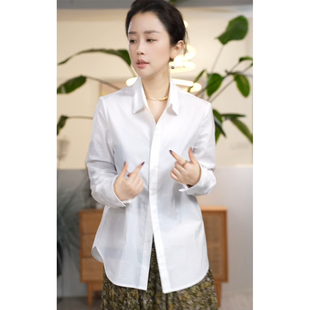 Y【叭哒不惑】素衫 棉简约百搭衬衫女休闲通勤气质衬衣上衣