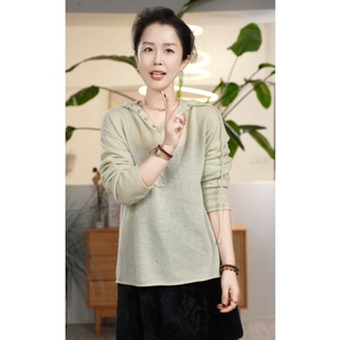 X【叭哒不惑】山羊绒连帽毛针织衫休闲上衣百搭时尚简约保暖毛衣