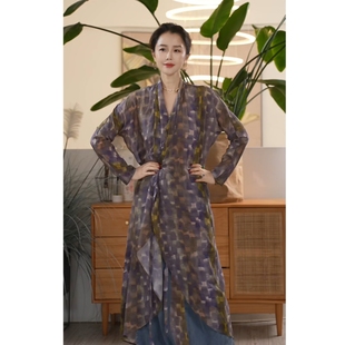 Y【叭哒不惑】桑蚕丝碎花百搭波西米亚连衣裙系带显瘦长裙