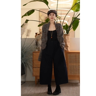 Y【叭哒不惑】雾冬 松紧腰显瘦宽松休闲阔腿裤女时尚百搭裤子