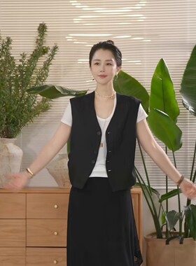 X【叭哒不惑】黑序 莱赛尔V领无袖马甲简约百搭通勤显瘦上衣女