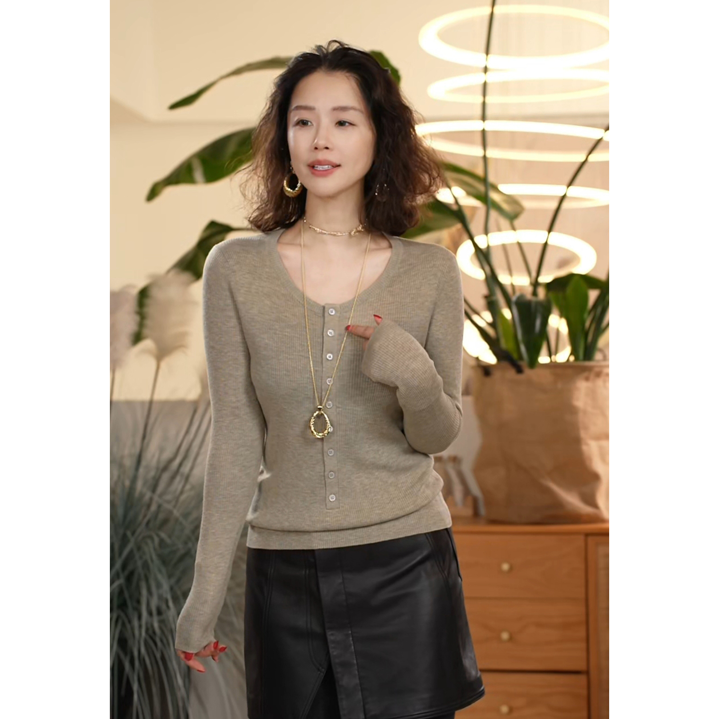 简约气质针织上衣女时尚打底衫