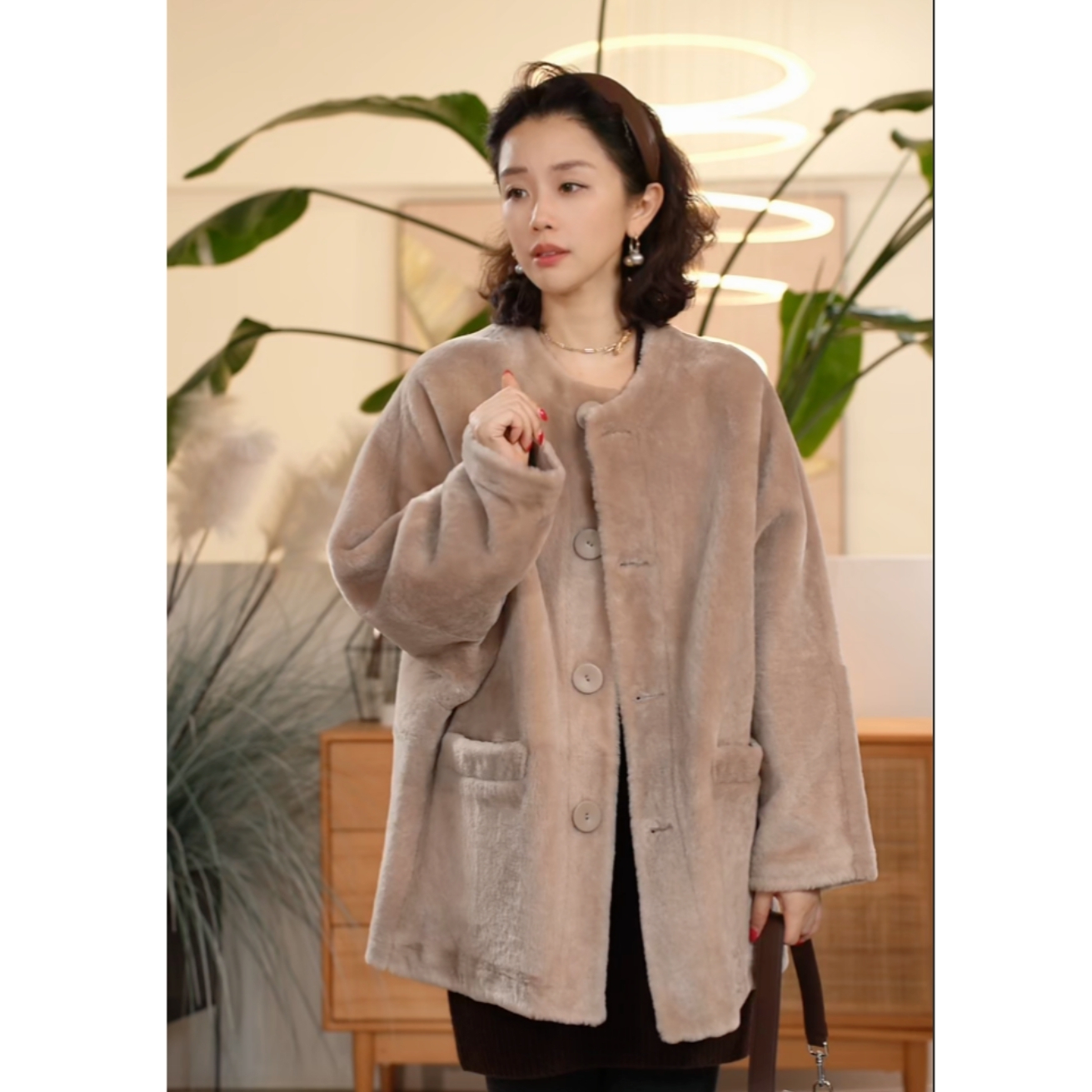 Y【叭哒不惑】 太阳猫 羊毛皮毛一体高级感皮草外套女百搭上衣