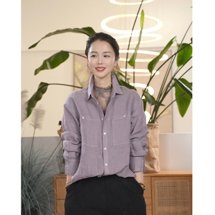 Y【叭哒不惑】亚麻长袖复古舒适衬衫女时尚休闲百搭宽松上衣