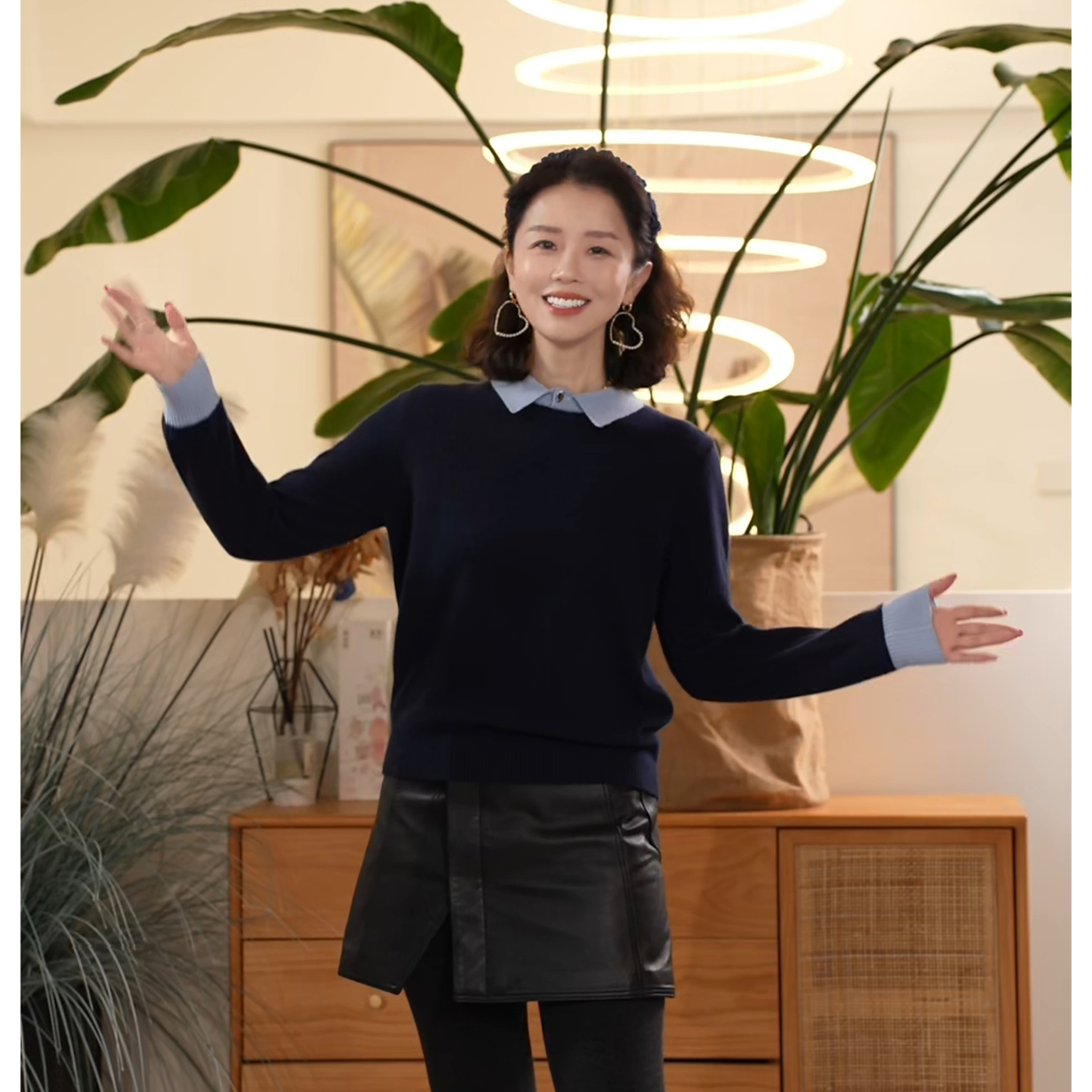 X【叭哒不惑】糖果屋 山羊绒休闲风撞色打底针织衫宽松拼色翻领