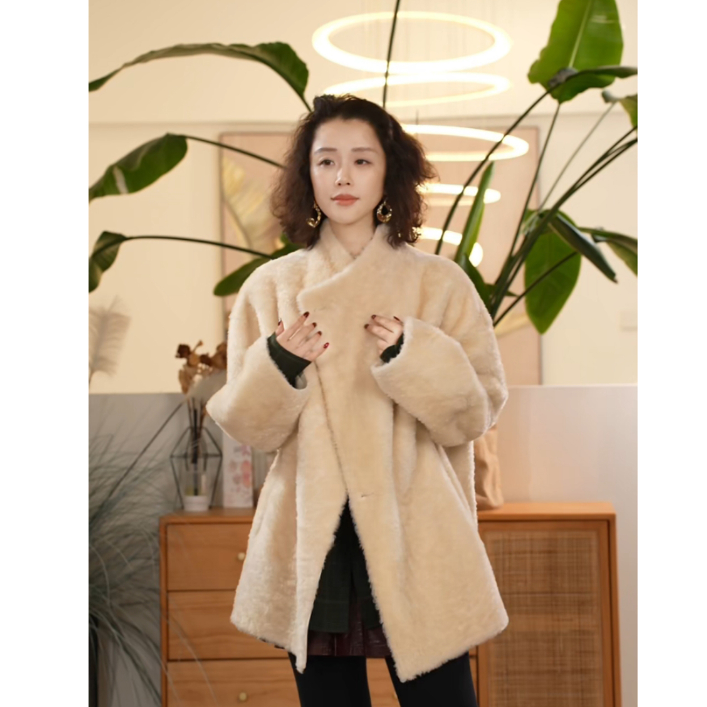 宽松双面穿皮草外套女百搭上衣