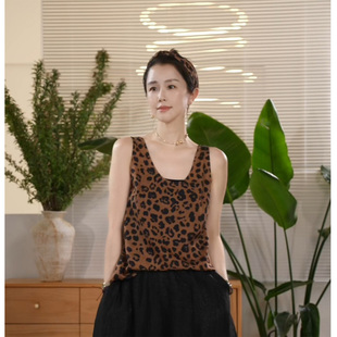 Y【叭哒不惑】乐章 桑蚕丝红云纱花萝豹纹无袖舒适背心女上衣显瘦