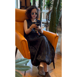 X【叭哒不惑】 好梦 桑蚕丝无袖圆领泡泡形连衣裙女小众设计裙子