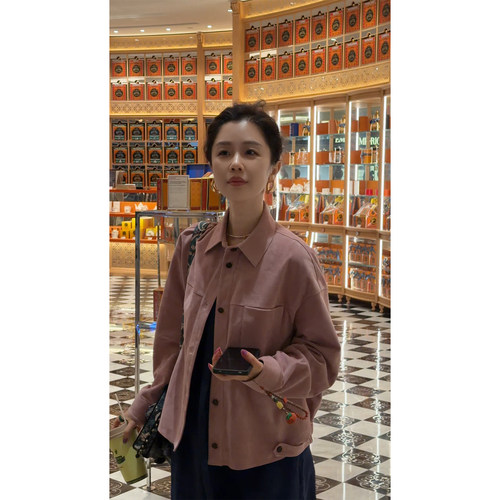 时尚宽松百搭气质休闲皮衣外套女