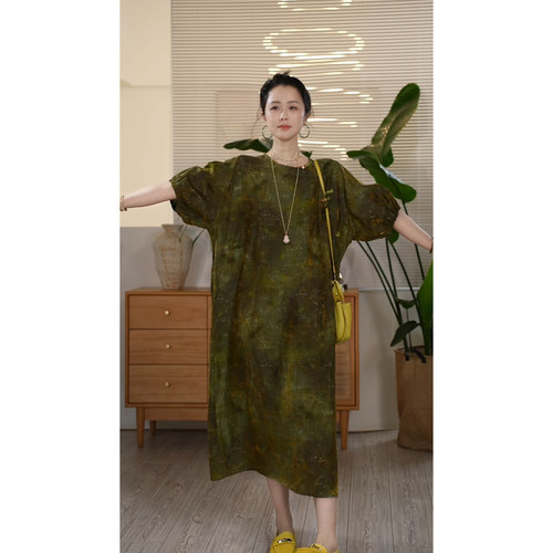 提花连衣裙气质宽松百搭裙子女