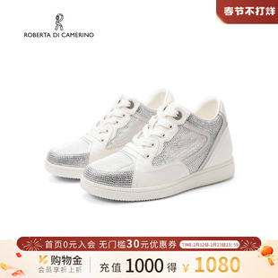 诺贝达新款休闲鞋2026春款女鞋透气网面闪钻白色运动鞋RCS265919