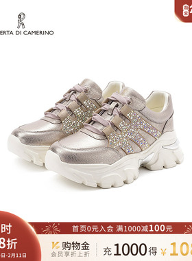 诺贝达诺2025新款女鞋轻便透气运动百搭厚底老爹鞋RWCS250107