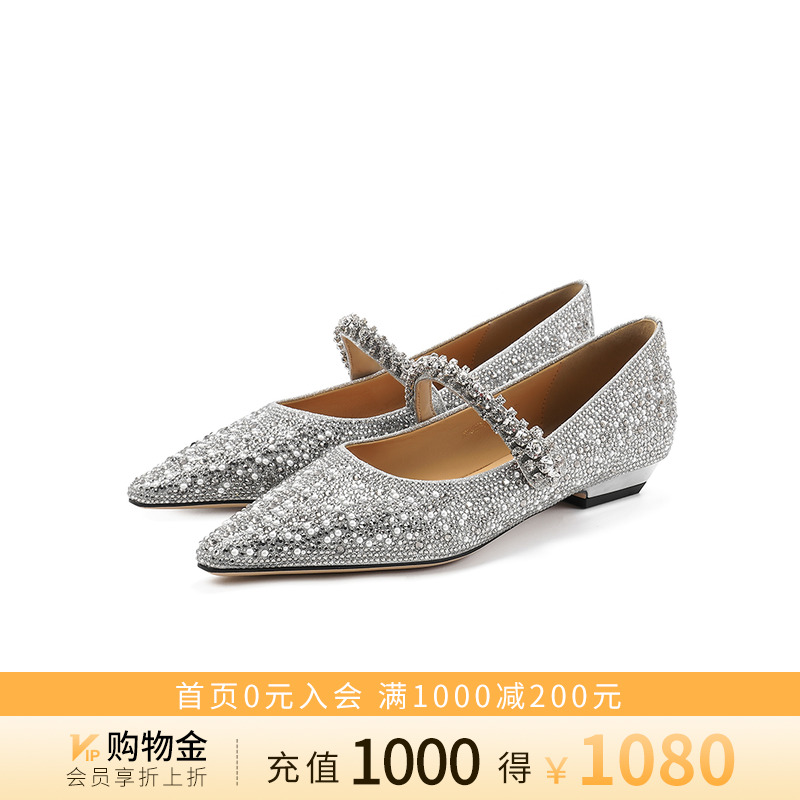 诺贝达2025春季仙女风低跟水钻带玛丽珍鞋平底浅口单鞋RWS250101