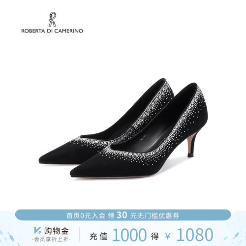 诺贝达水钻细跟高跟鞋佛罗伦萨尖头女鞋晚宴婚鞋浅口单鞋RL254311