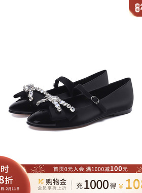 诺贝达女鞋秋甜美水钻平跟玛丽珍鞋浅口鞋点钻高贵大气RWL230121