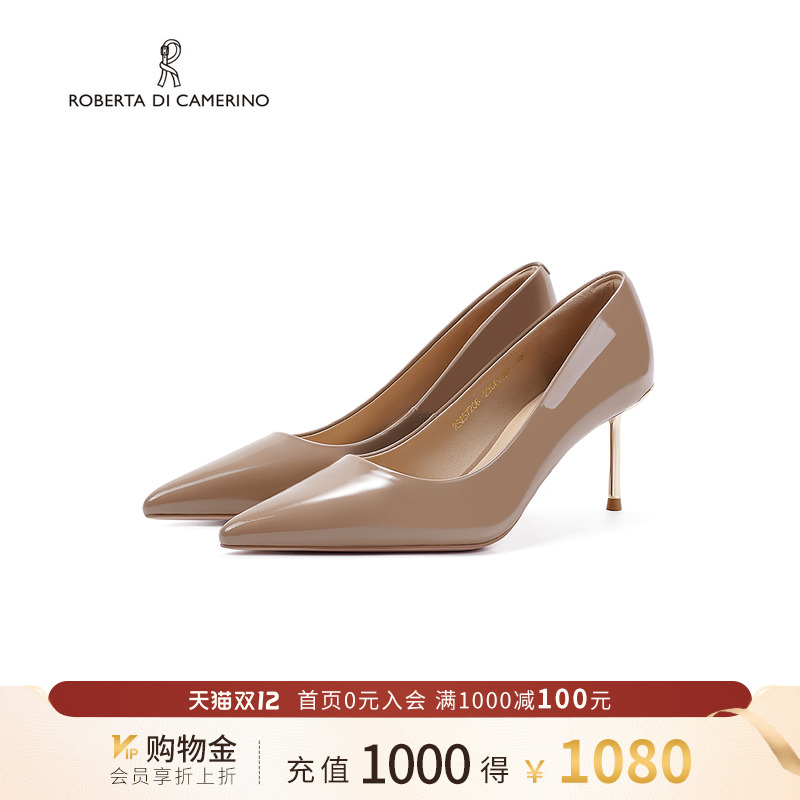 诺贝达2025春季新款通勤百搭真皮尖头高跟鞋职业女单鞋RS257206