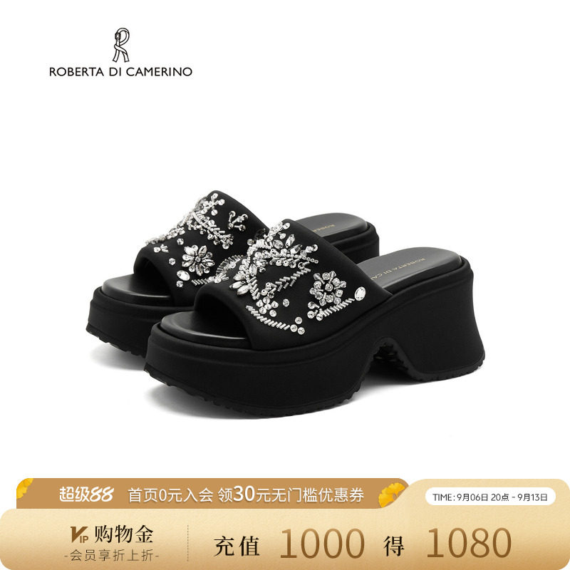 诺贝达夏季水钻厚底女凉鞋图片