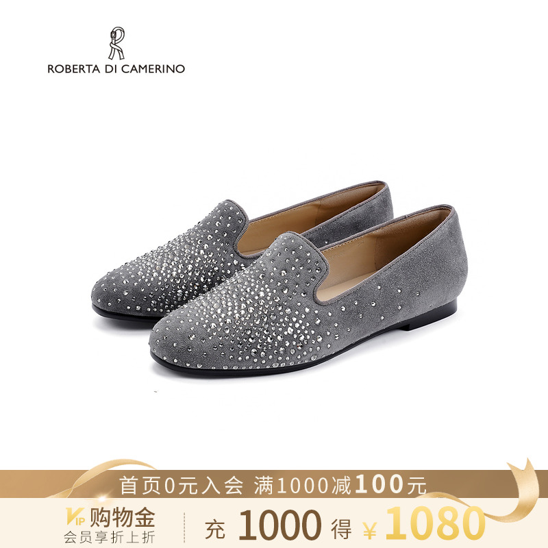 诺贝达新款女鞋时尚真皮圆头水钻豆豆单鞋休闲鞋四季鞋RL247209