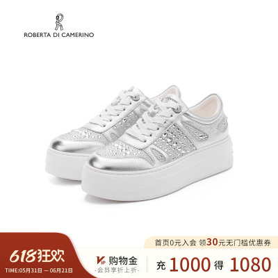 诺贝达秋季新款水钻休闲鞋厚底内增高女鞋时尚百搭板鞋RCS265902
