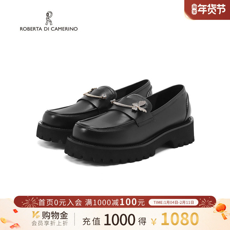 诺贝达女鞋秋季水钻蝴蝶饰扣平跟乐福单鞋时尚百搭一脚蹬RL239057,女鞋,乐福鞋（豆豆鞋）,淘宝优惠券,粉丝福利购,淘宝优惠卷