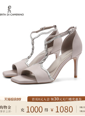 诺贝达新款一字带凉鞋2026夏季高跟水钻高级感高跟女鞋RM267302