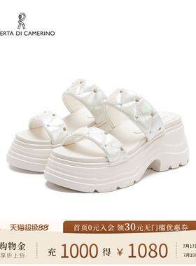 诺贝达2025夏季厚底休闲鞋女士沙滩鞋一脚蹬防水台凉鞋RM255901