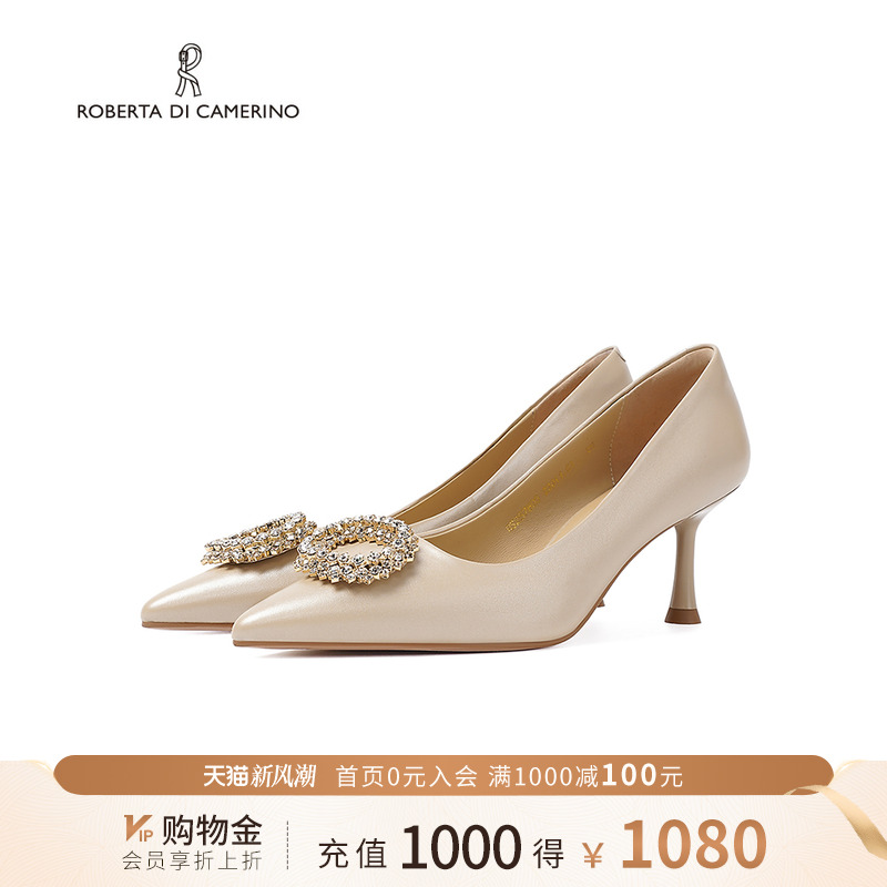 诺贝达女鞋法式优雅水钻商场同款