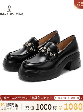 诺贝达秋季新款乐福鞋厚底内增高小皮鞋时尚英伦风女单鞋RL258203