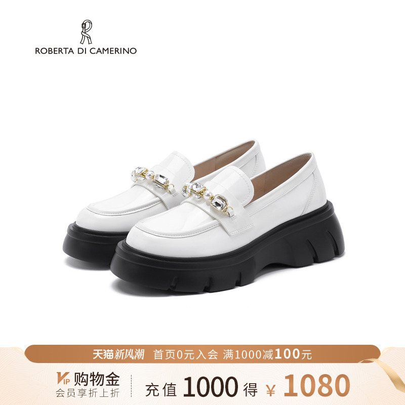 诺贝达新款水钻乐福鞋秋日特调厚底小皮鞋通勤单鞋女鞋RL258201