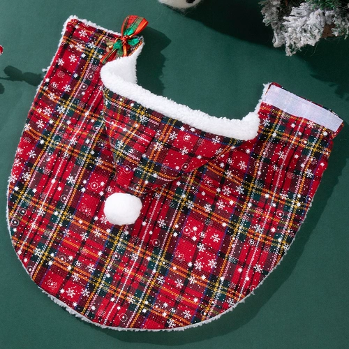Рождественский клетчатый плащ с капюшоном для домашних животных, одежда для собак, Тедди Рэгдолл, теплый плащ для маленьких собак и кошек