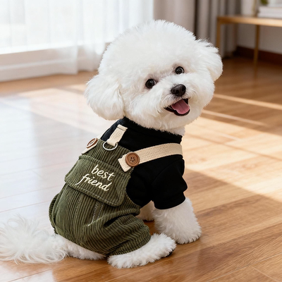 小狗狗衣服春秋保暖可牵引小型犬泰迪比熊博美宠物猫咪帅气四脚衣