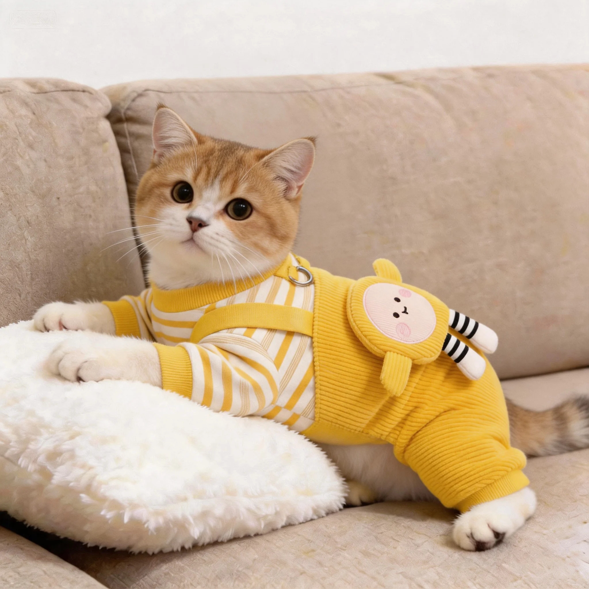 猫咪衣服四脚秋冬款宠物布偶蓝猫金渐层可牵引小狗狗防掉毛背带裤