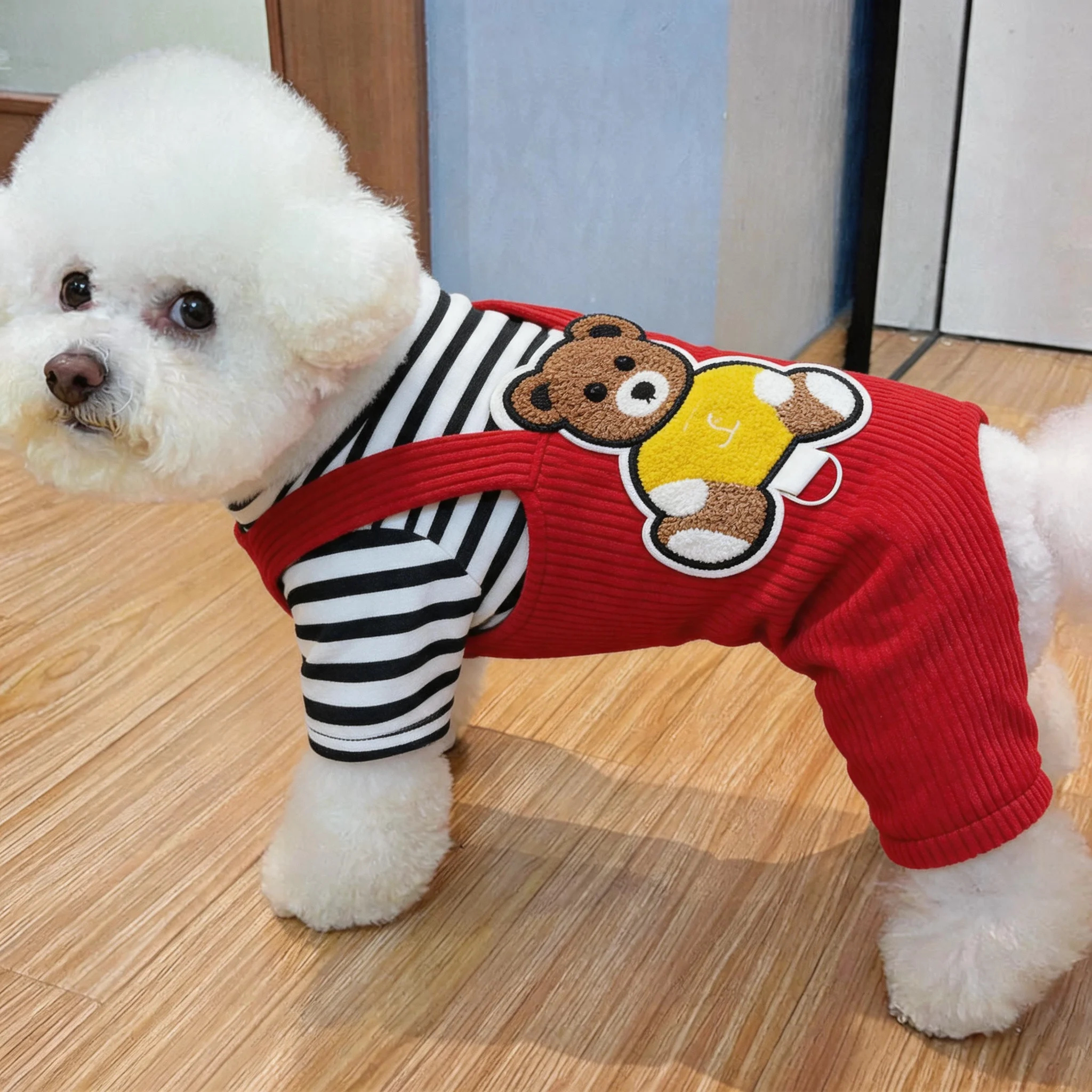 狗狗衣服秋冬加厚保暖棉衣贵宾泰迪比熊博美小型犬宠物猫咪四脚衣