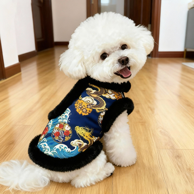 狗狗新年棉衣加厚衣服加绒龙袍比熊泰迪博美小型幼犬宠物猫咪冬装