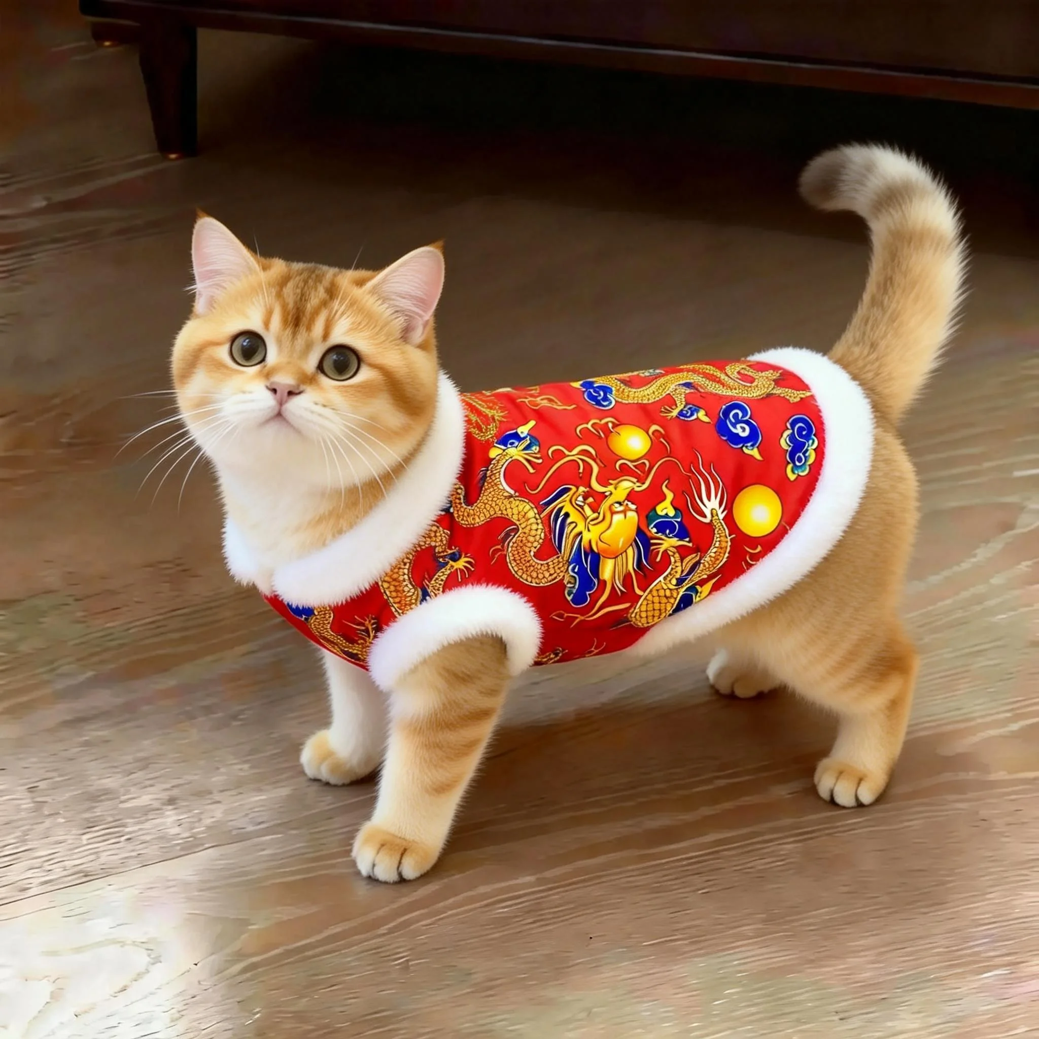 小猫咪衣服秋冬喜庆新年装保暖加厚龙袍金渐层布偶英宠物狗狗棉袄,宠物/宠物食品及用品,猫宠物服装/雨衣（新）,淘宝优惠券,粉丝福利购,淘宝优惠卷