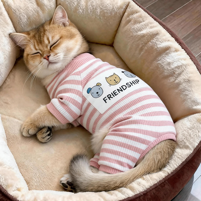 猫咪居家睡衣春秋款小猫布偶金渐层中小型犬宠物防掉毛四脚衣服